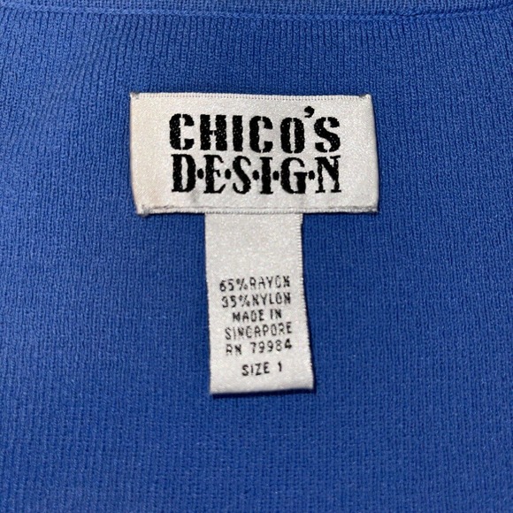 CHICO’S DESIGN Size 1 Blue Sleeveless Knit Top - Picture 3 of 3